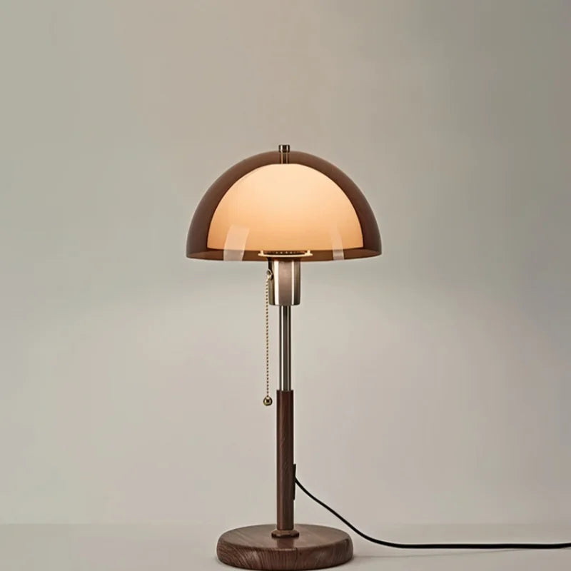 Vintage Amber Mushroom Table Lamp