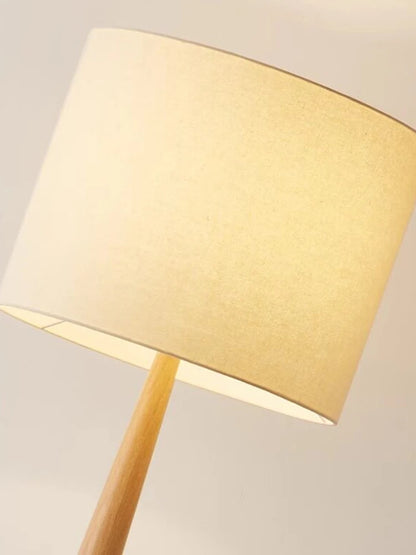 Modern Scandinavian Walnut & Fabric Tapered Floor Lamp