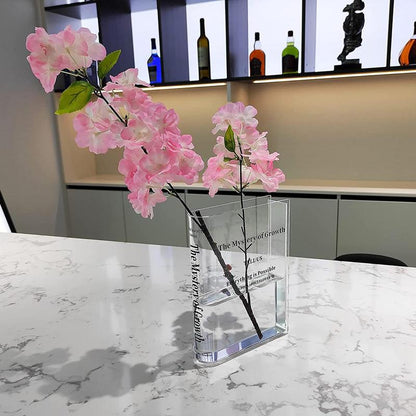 Bookshelf Vase - Clear Book Vase for Floral Arrangement