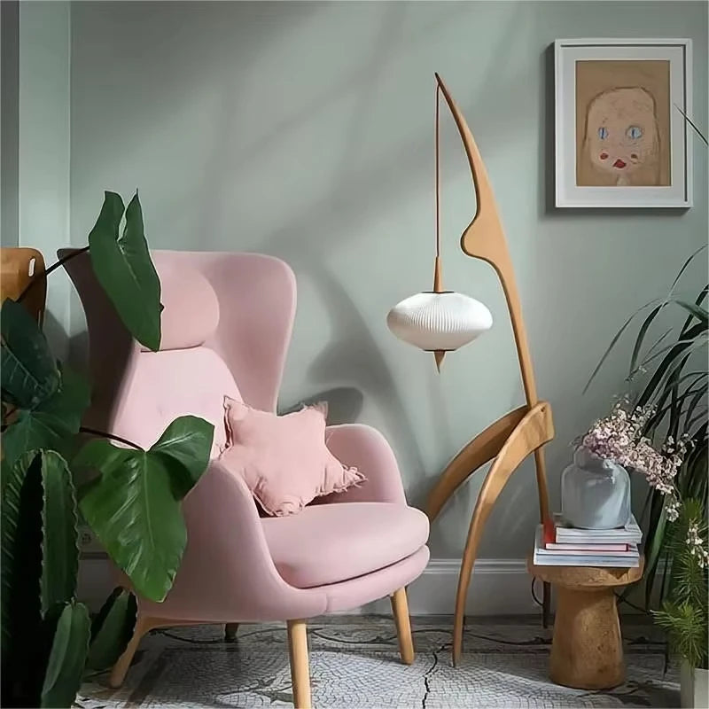 Retro Wabi-Sabi Solid Wood Floor Lamp