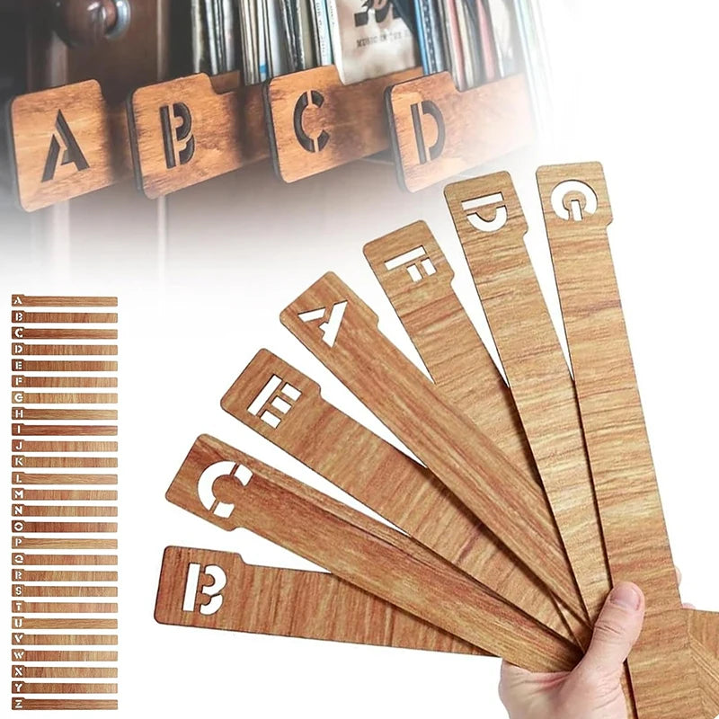 Wooden Record Alphabetical Dividers 26pcs