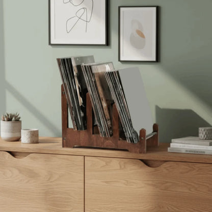 Sculptural Wooden Vinyl Stand