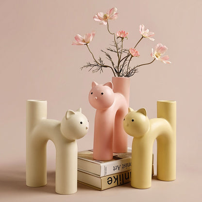 Cute Cat Vase - Cathead H-Shaped Tube Vase