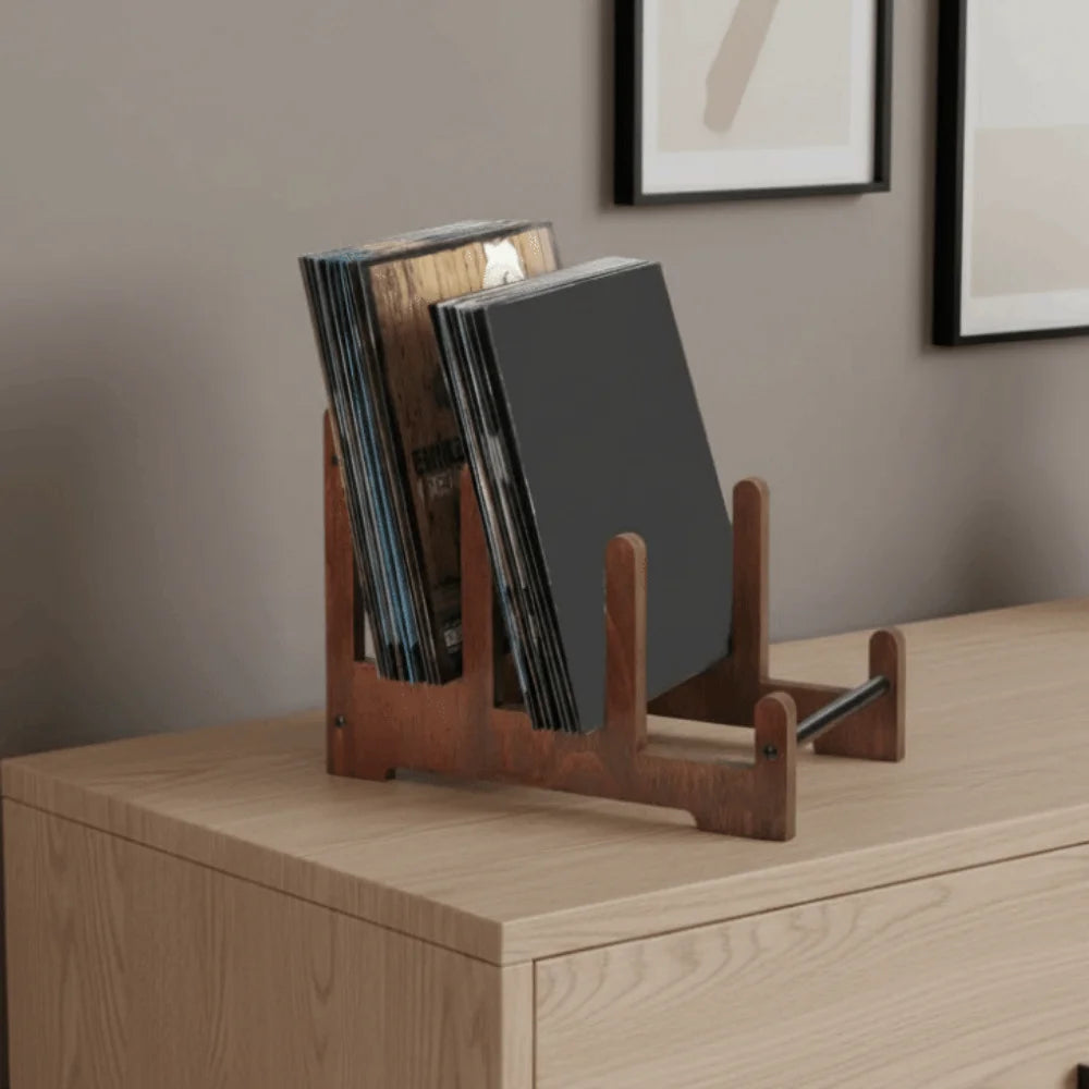 Sculptural Wooden Vinyl Stand