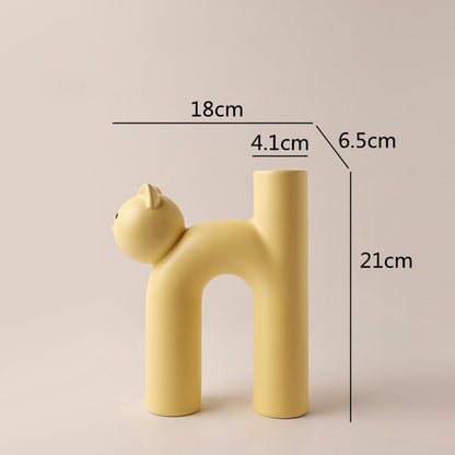 Cute Cat Vase - Cathead H-Shaped Tube Vase