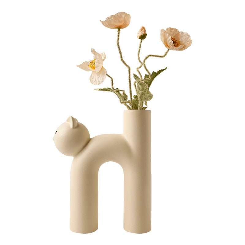 Cute Cat Vase - Cathead H-Shaped Tube Vase
