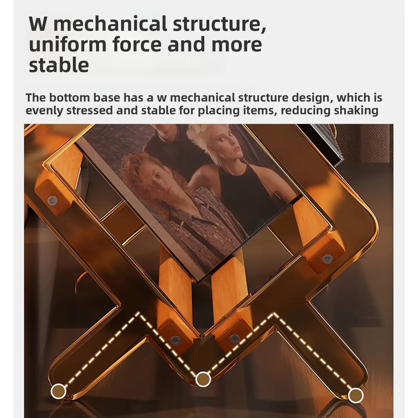 Stable mechanical structure design with text on a white background