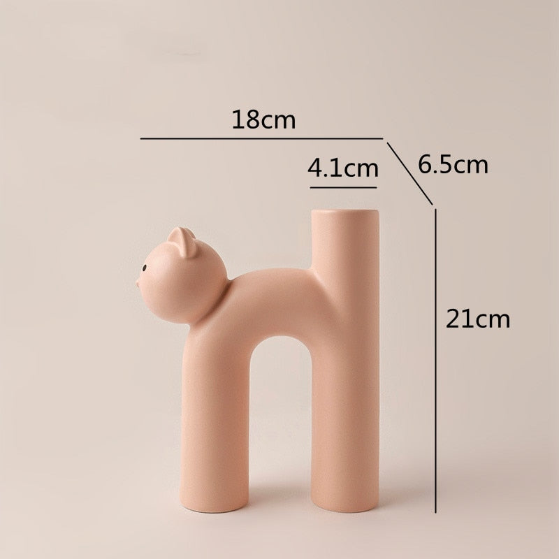 Cute Cat Vase - Cathead H-Shaped Tube Vase