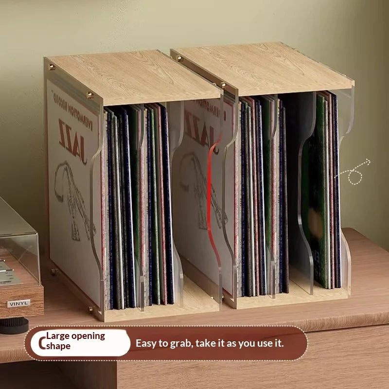 Stackable Acrylic & Wood Vinyl Tower