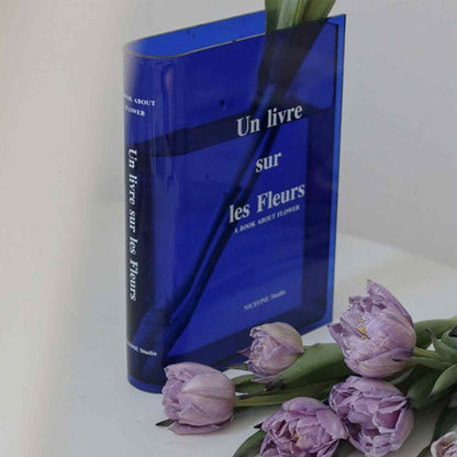 Bookshelf Vase - Clear Book Vase for Floral Arrangement