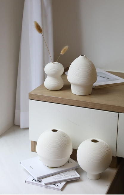 White Ceramic Vases - Nordic Home Decor