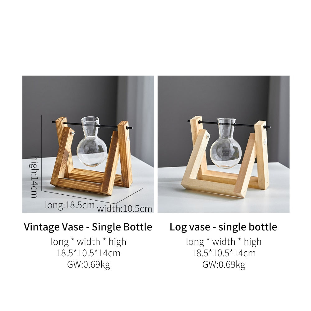 Modern Minimalism - Garden Wooden Glass Vases