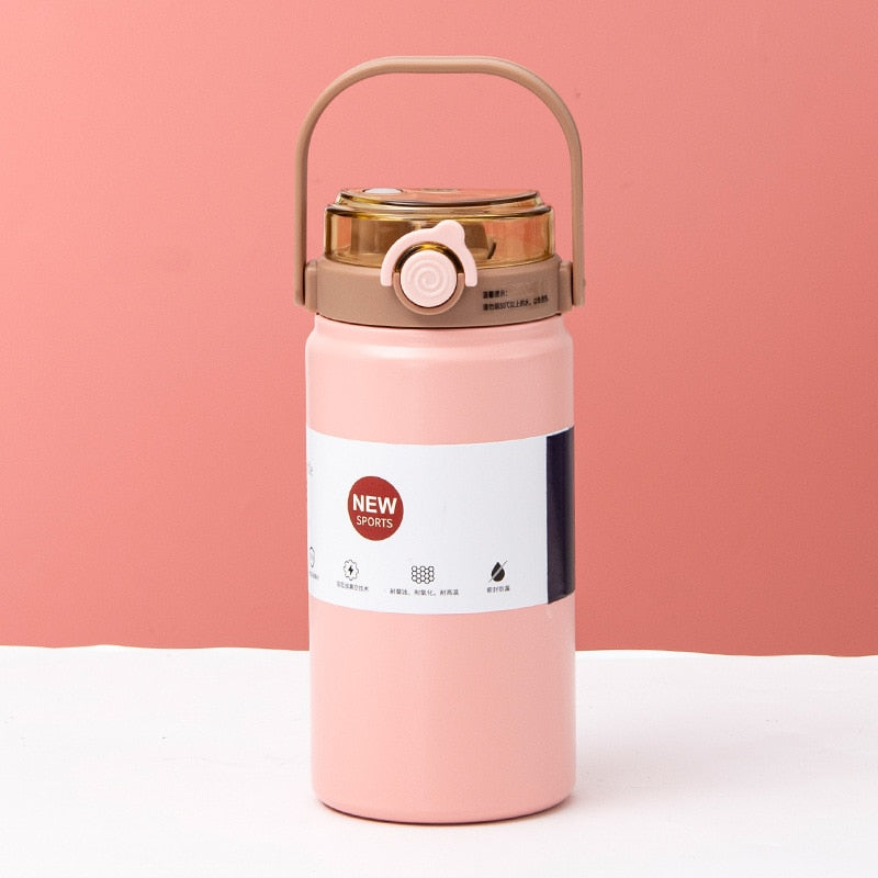 1200ml Stainless Steel Thermal Water Bottle Vacuum Flask with Straw Tumbler