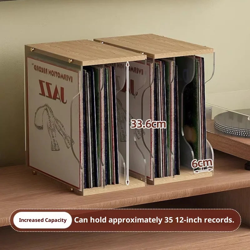 Stackable Acrylic & Wood Vinyl Tower
