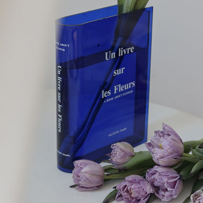 Bookshelf Vase - Clear Book Vase for Floral Arrangement