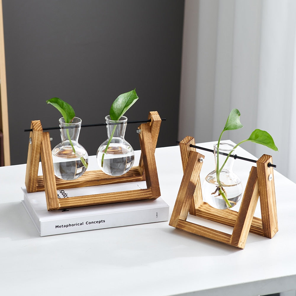 Modern Minimalism - Garden Wooden Glass Vases