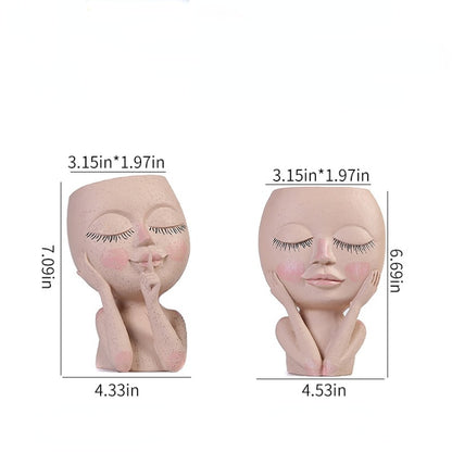 Resin Face Flower Vases - Head Flower Pot Succulent Planter