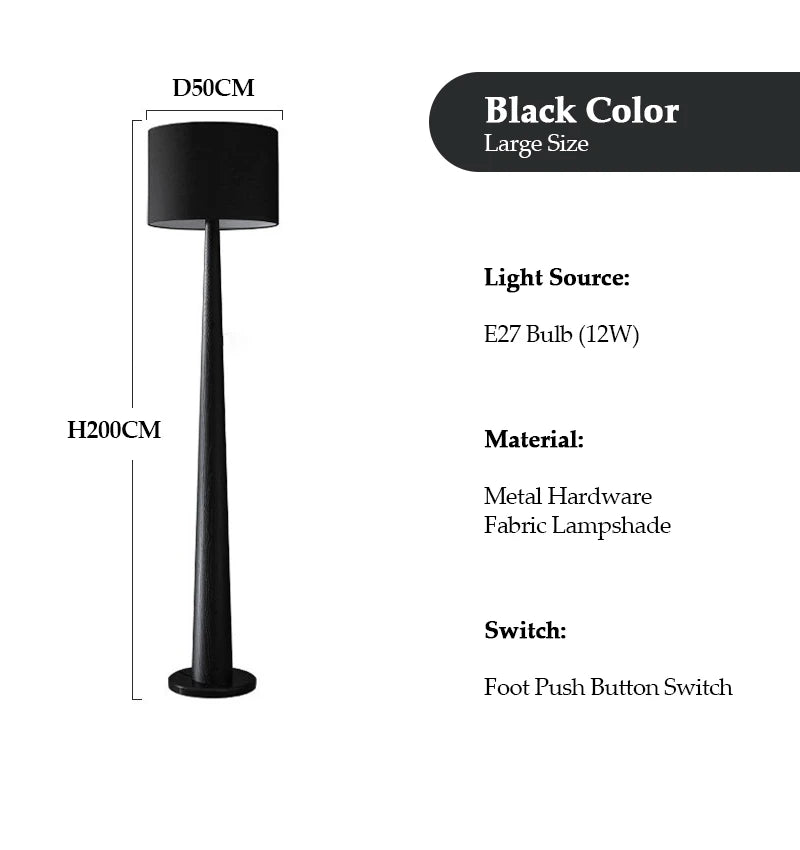 Modern Scandinavian Walnut & Fabric Tapered Floor Lamp