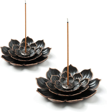 Brass Lotus Incense Holder for Sticks and Detachable Ash Catcher