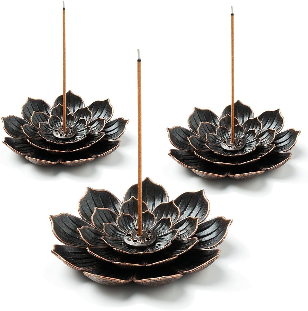 Brass Lotus Incense Holder for Sticks and Detachable Ash Catcher
