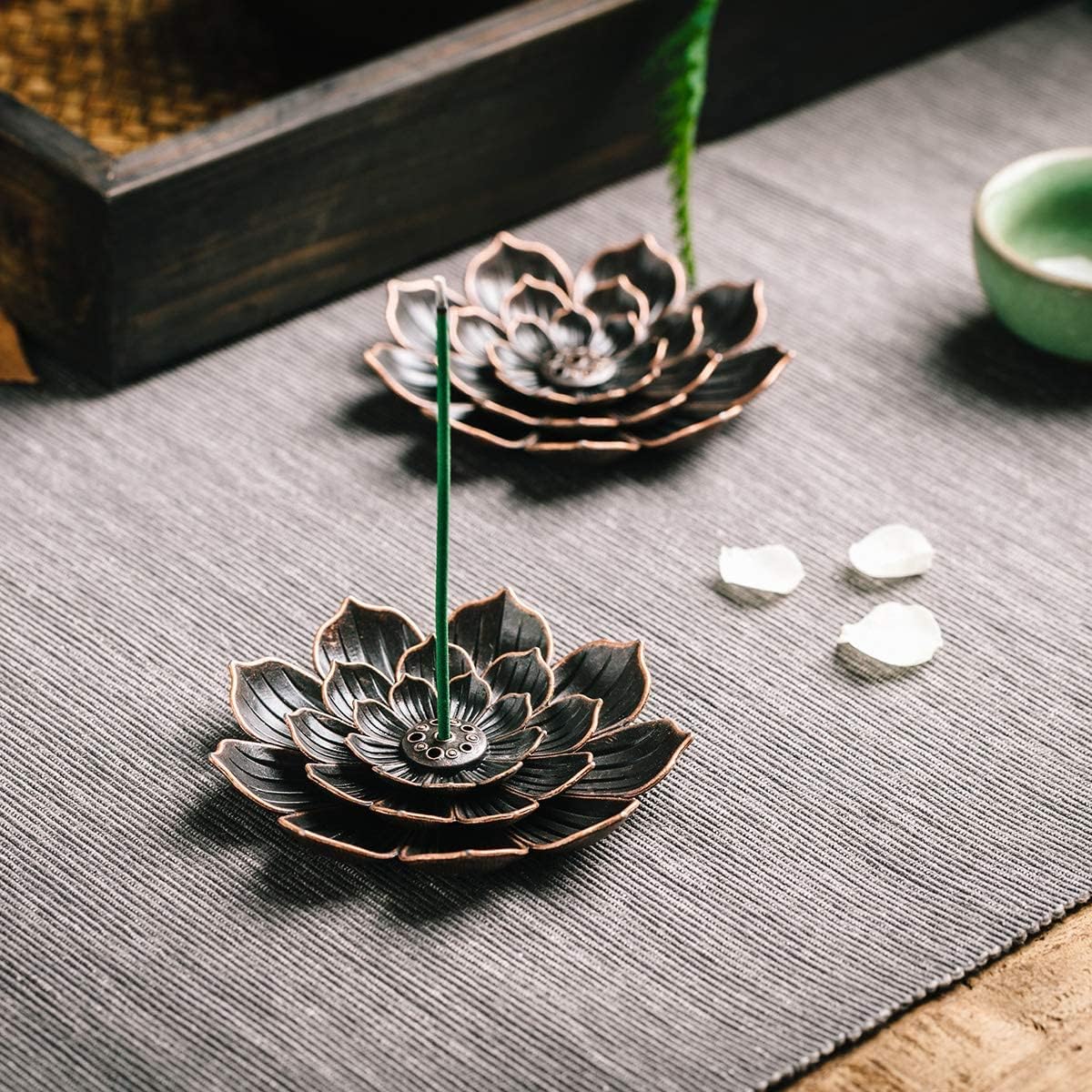 Brass Lotus Incense Holder for Sticks and Detachable Ash Catcher