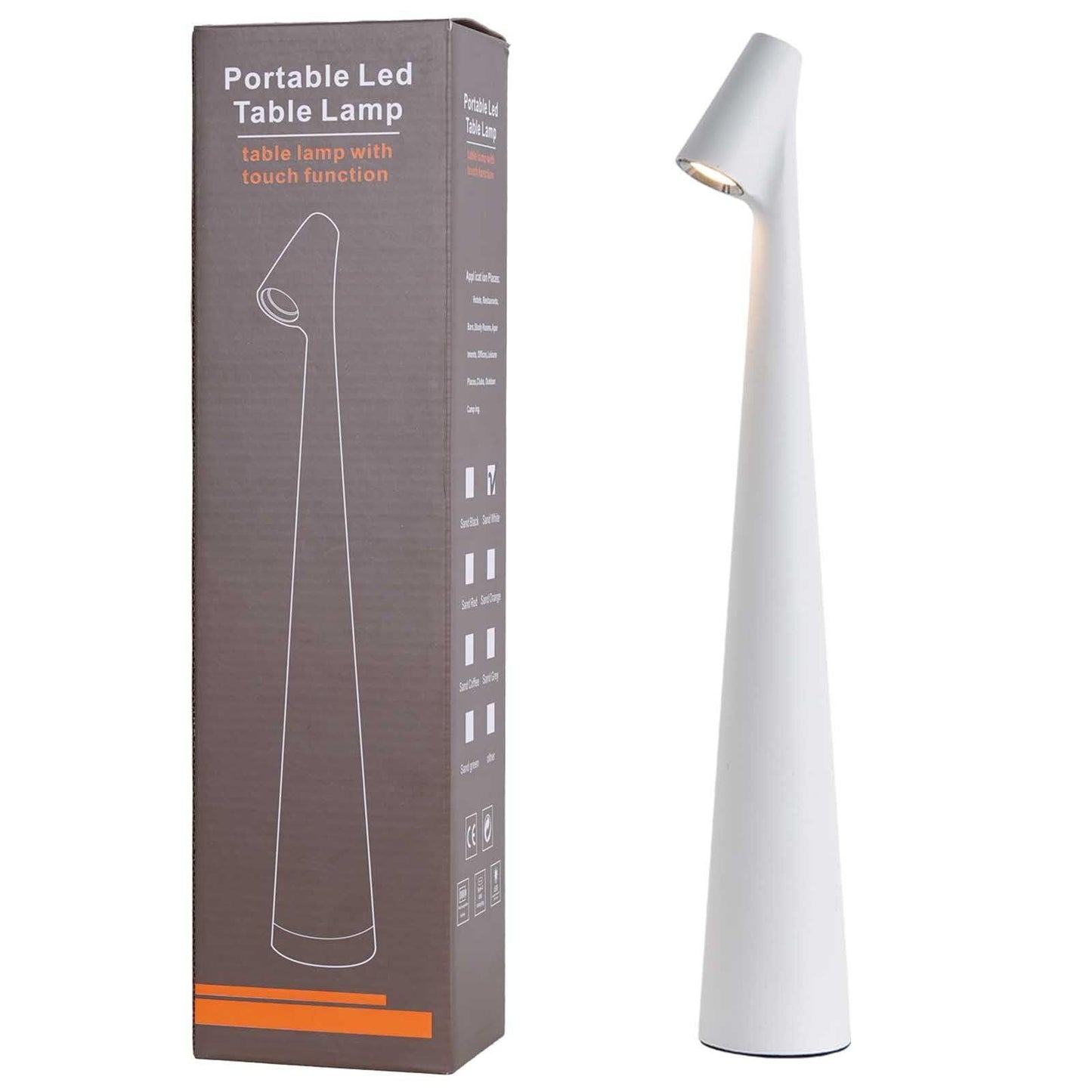 Portable LED Table Lamp 13.5" H – Touch Control, 3 Brightness Levels