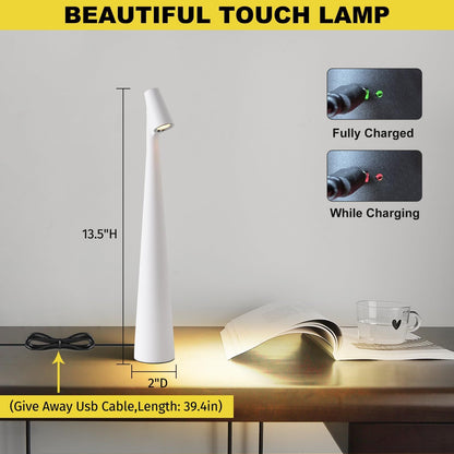 Portable LED Table Lamp 13.5" H – Touch Control, 3 Brightness Levels