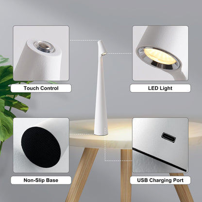 Portable LED Table Lamp 13.5" H – Touch Control, 3 Brightness Levels