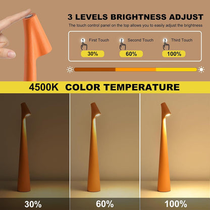 Portable LED Table Lamp 13.5" H – Touch Control, 3 Brightness Levels