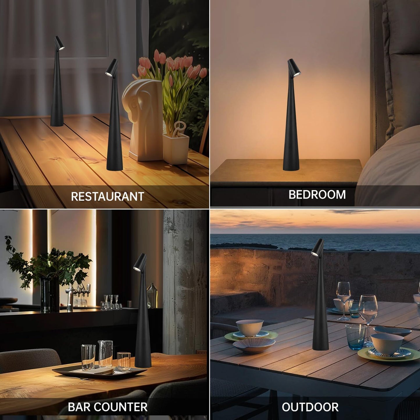 Portable LED Table Lamp 13.5" H – Touch Control, 3 Brightness Levels