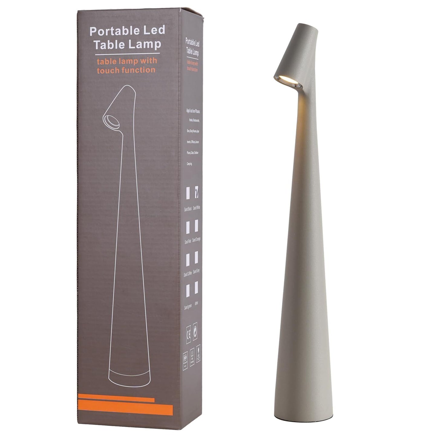 Portable LED Table Lamp 13.5" H – Touch Control, 3 Brightness Levels