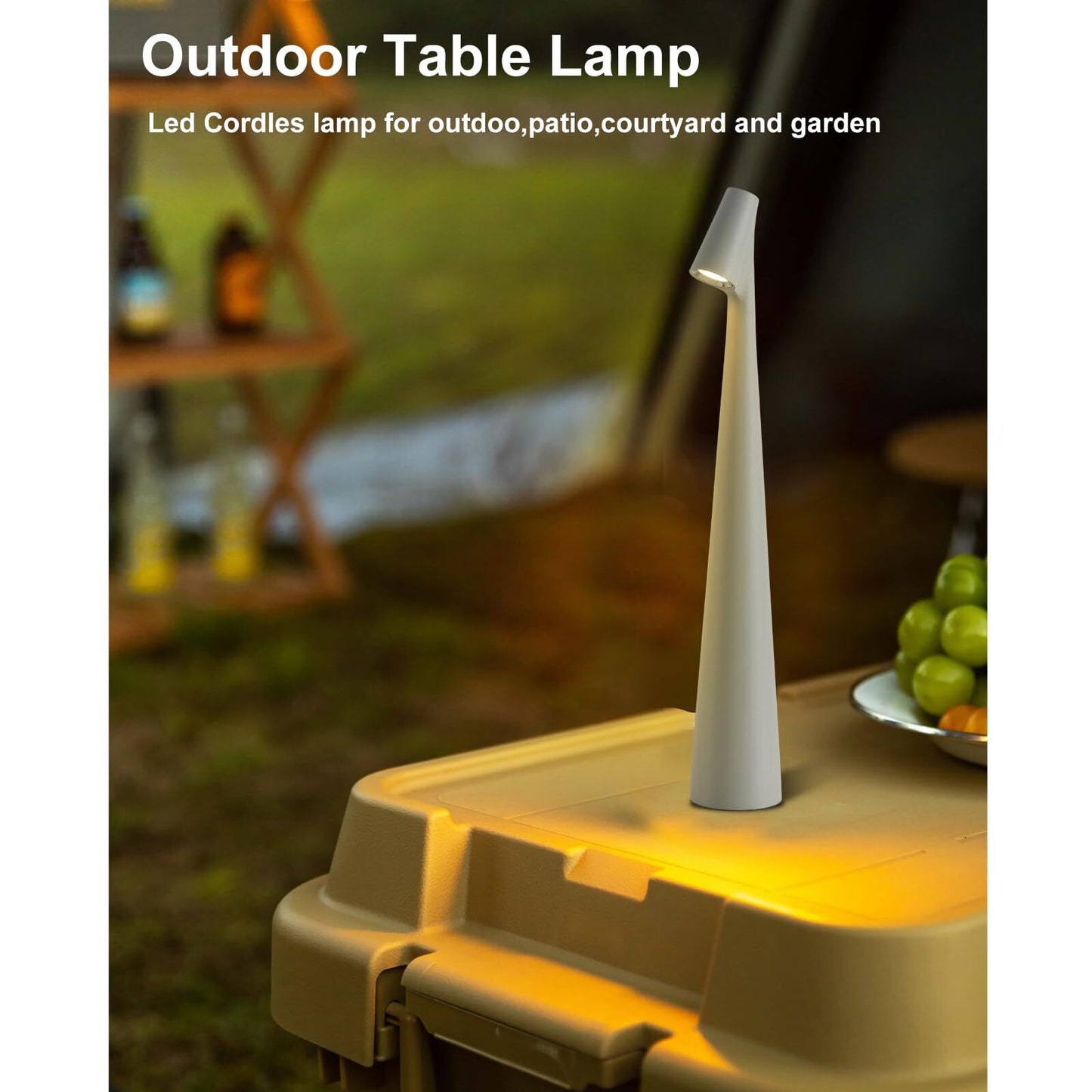 Portable LED Table Lamp 13.5" H – Touch Control, 3 Brightness Levels