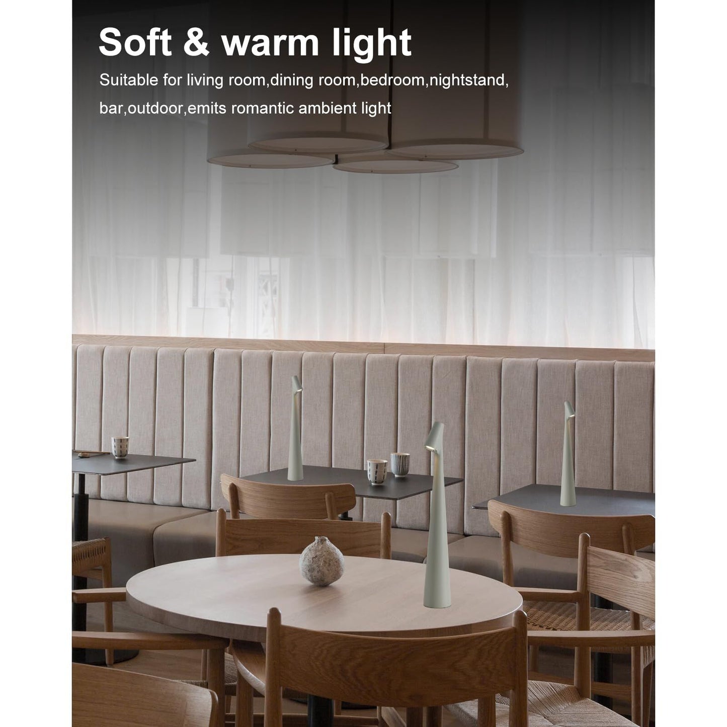 Portable LED Table Lamp 13.5" H – Touch Control, 3 Brightness Levels