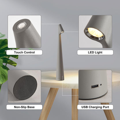 Portable LED Table Lamp 13.5" H – Touch Control, 3 Brightness Levels