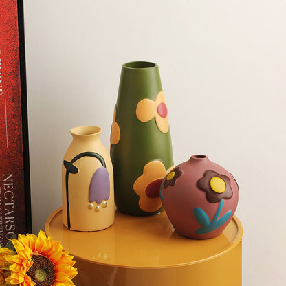 Morandi Painted Ceramic Vase Set (3-Piece) – Modern Home Decor for Flowers | Other Luxury Styles Available in Store