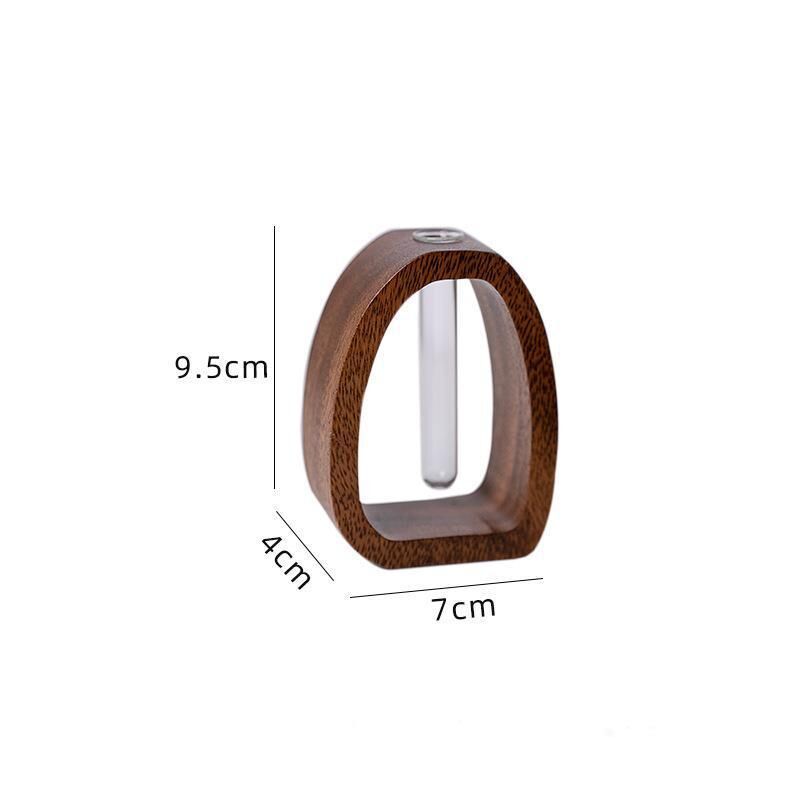 Wooden Glass Hydroponic Vase – Minimalist Desktop Flower Vase
