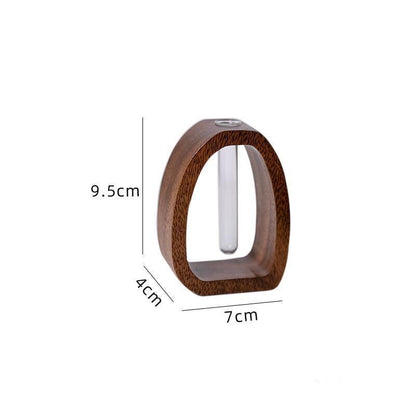 Wooden Glass Hydroponic Vase – Minimalist Desktop Flower Vase