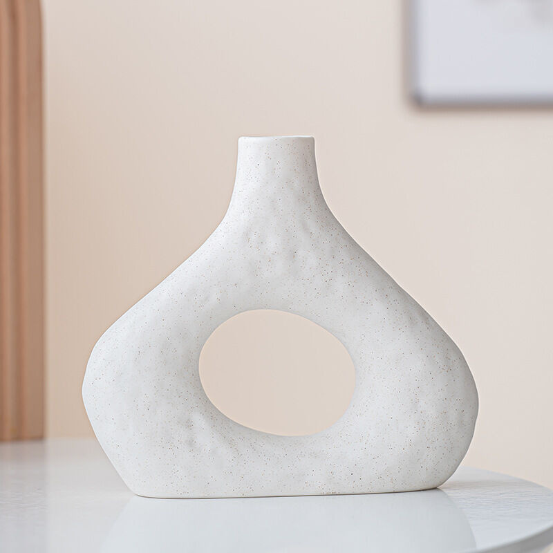 Minimalist Ceramic Vase Set (2-Piece): Modern Home Decor for Flower Arrangements (White) | Black Version Available In-Store
