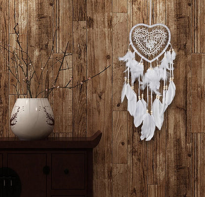 Handmade Dream Catcher | Dream Catcher XXL | Large Handmade Dream Catcher | Dream Catcher - Large Dream Catcher | Heart Dream Catcher | With Feathers | White