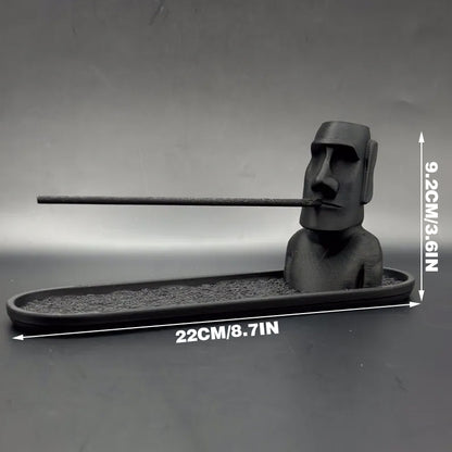 3D Printed Moai Incense Holder – Easter Island Statue, Black