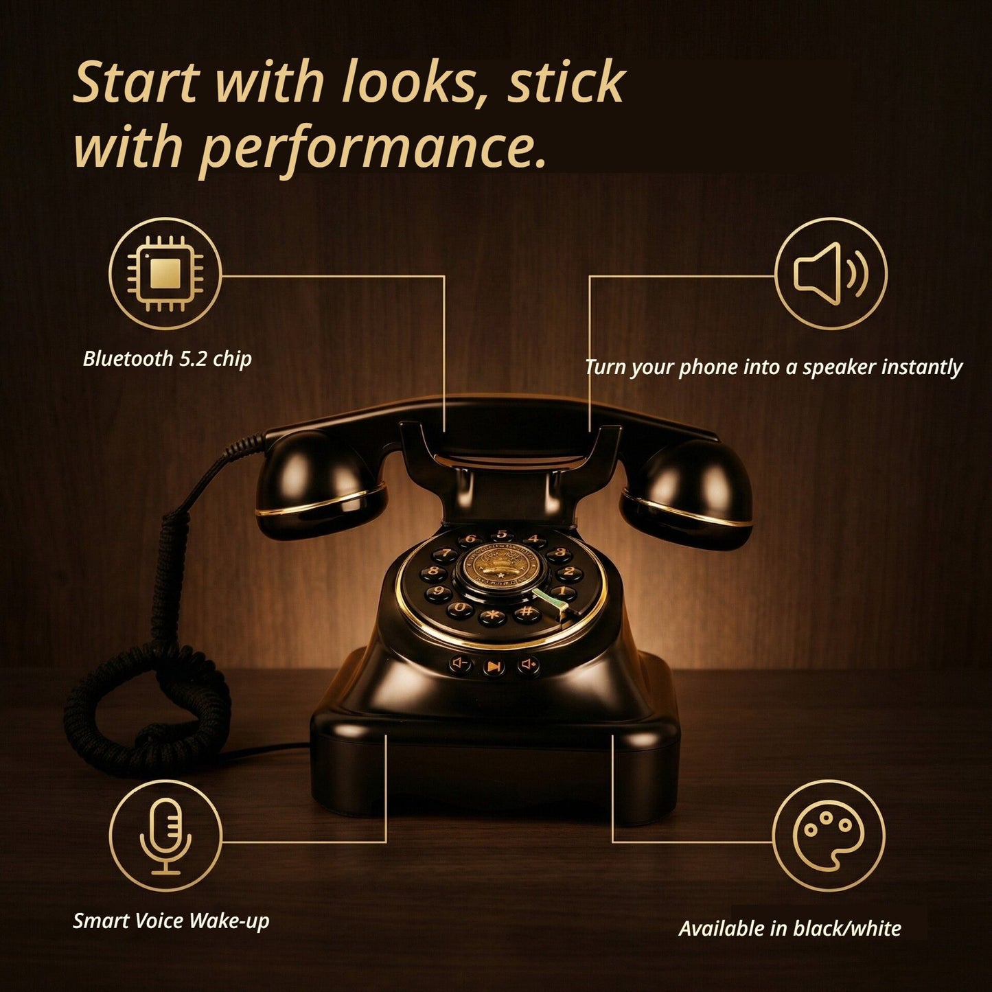Retro Wireless Bluetooth Landline Phone
