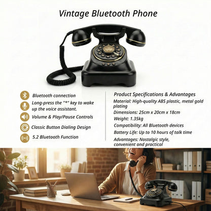 Retro Wireless Bluetooth Landline Phone