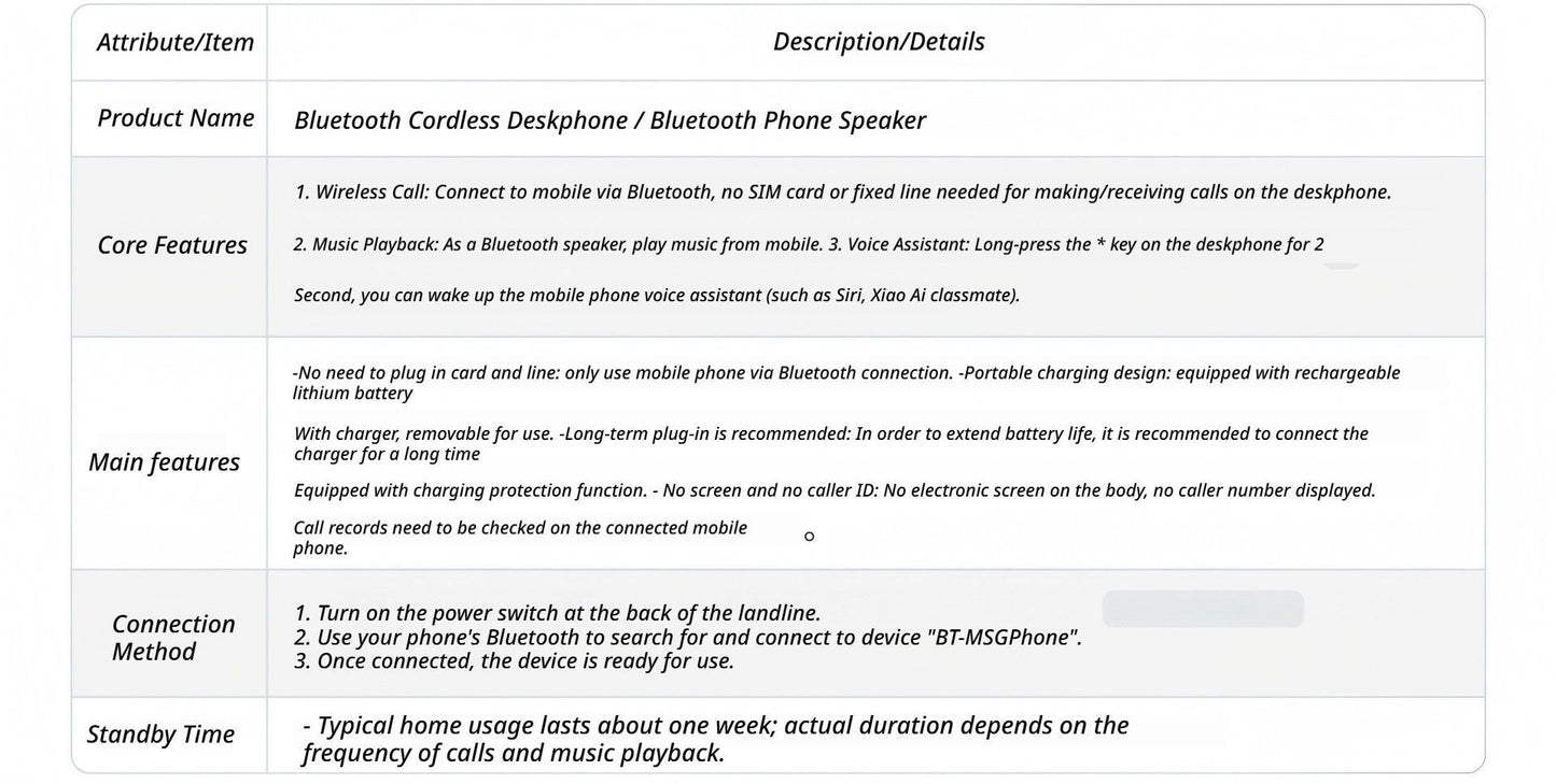 Retro Wireless Bluetooth Landline Phone