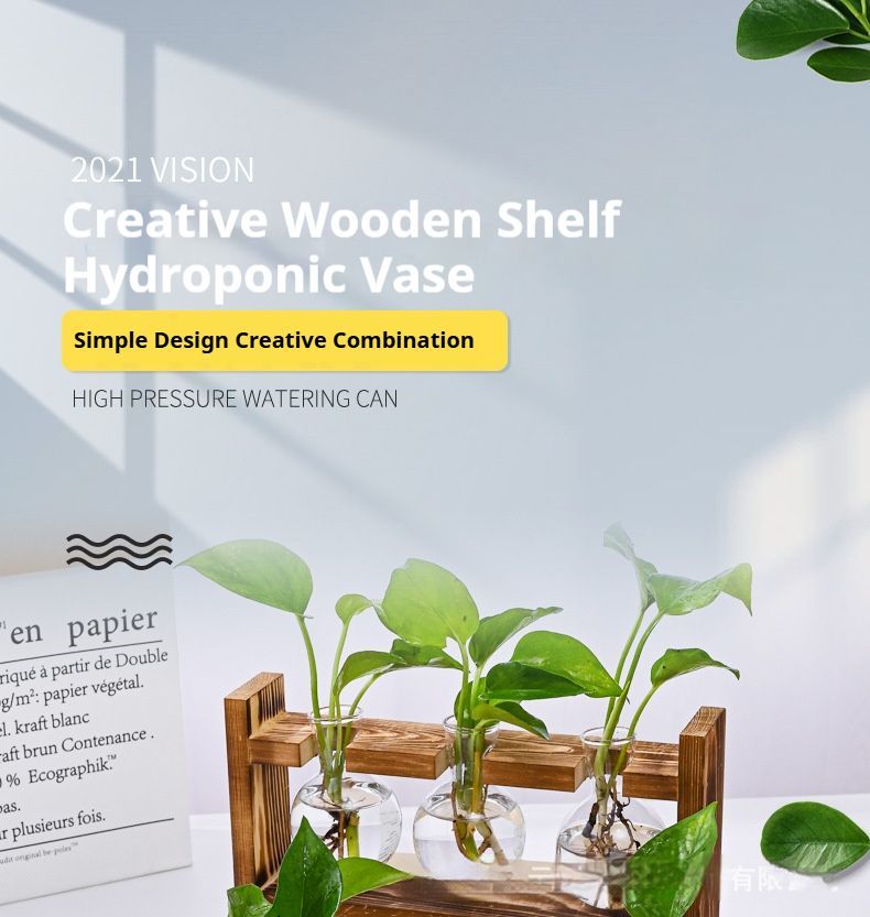 Hydroponic Wooden Frame  - Spherical Bottle
