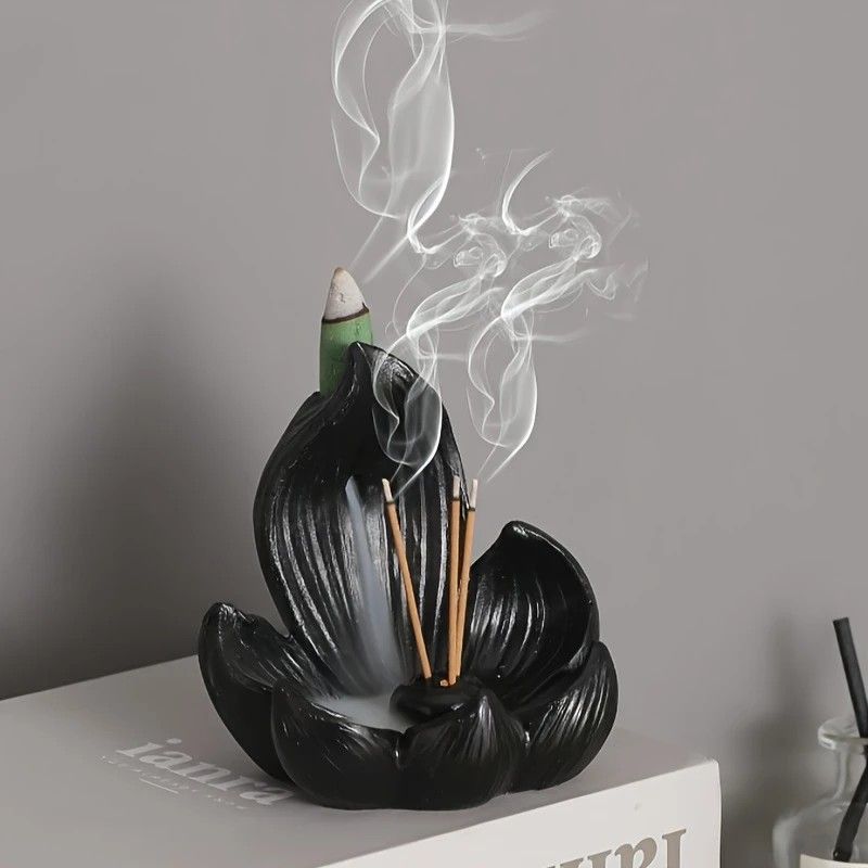 One lotus-shaped incense cone, a multifunctional home decoration piece, suitable for yoga and meditation.(WHITE)