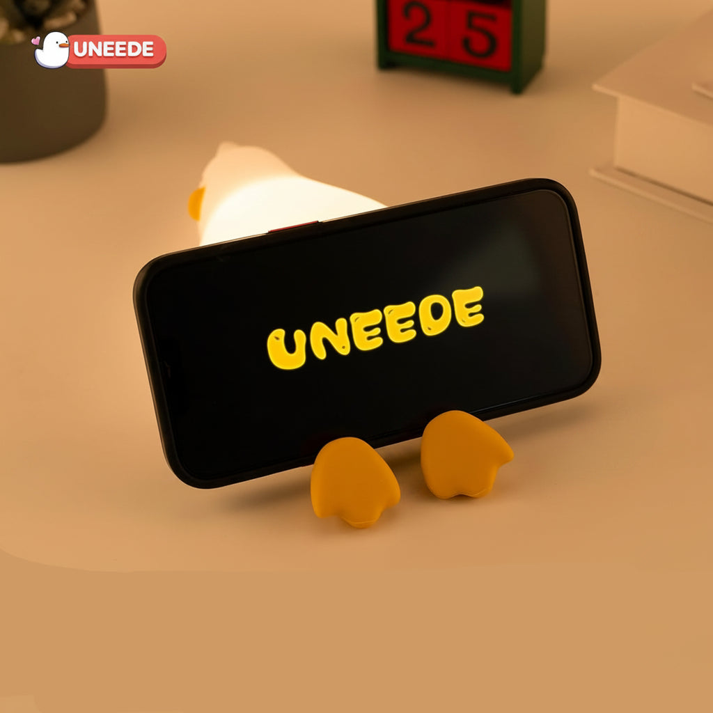 UENEEDE Lying Flat Duck Lamp, 3 Level Dimmable Rechargeable Silicone Night Light, Benson Duck Cute Squishy Touch Sensor Bedside Lamp for Nursery, Breastfeeding, Kids Room Decor