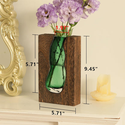 Rustic style wood and glass vase