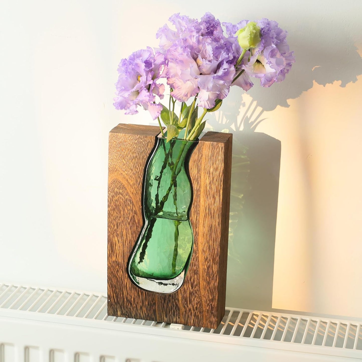 Rustic style wood and glass vase
