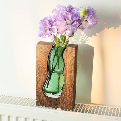 Rustic style wood and glass vase