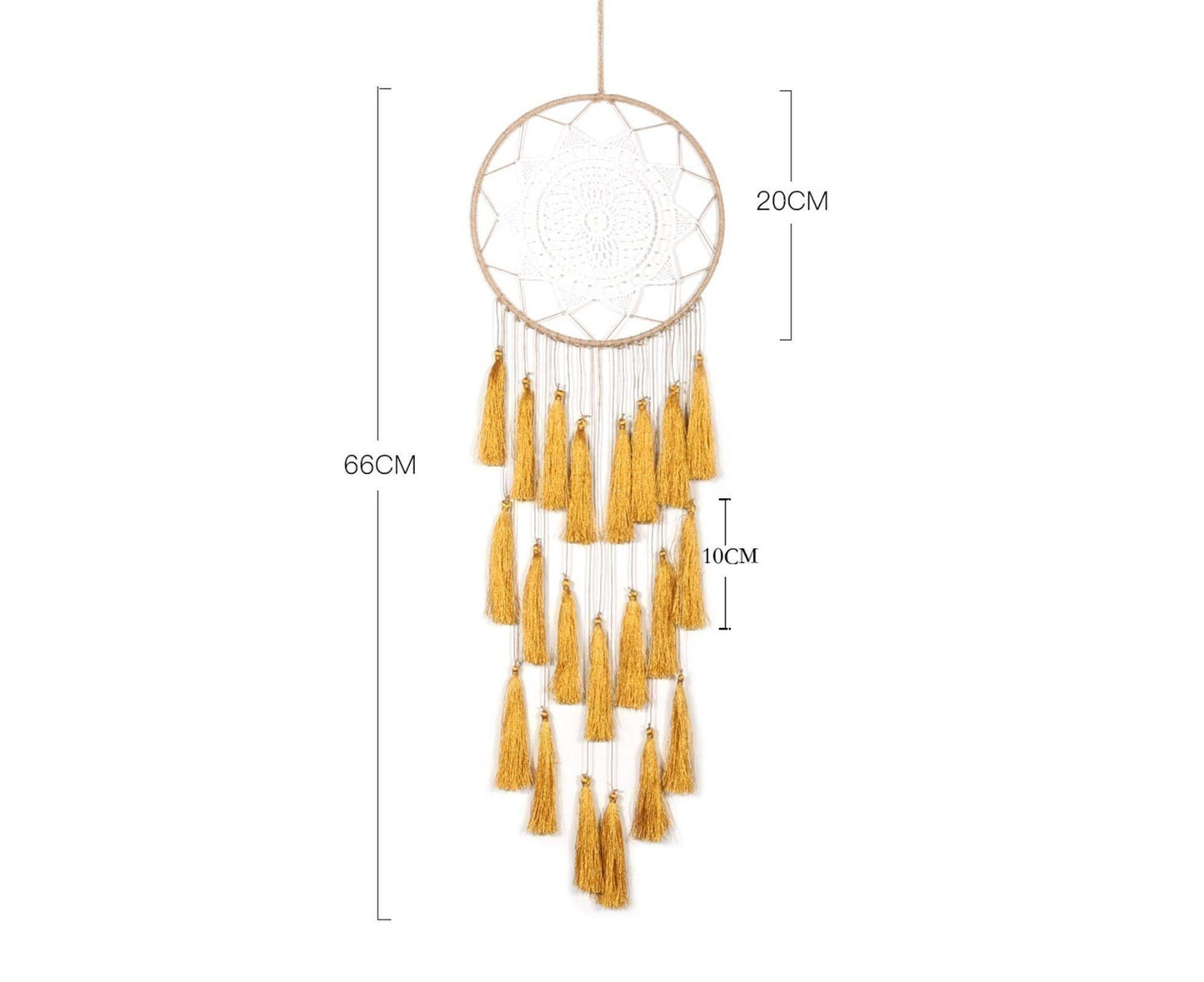 Round Handmade Wall Hanging Wind Chime Dream Catcher with Tassel Home Decor-Green Coffee*